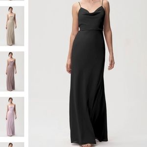 Jenny Yoo Capri Cowl Neck Backless Dress (Black)